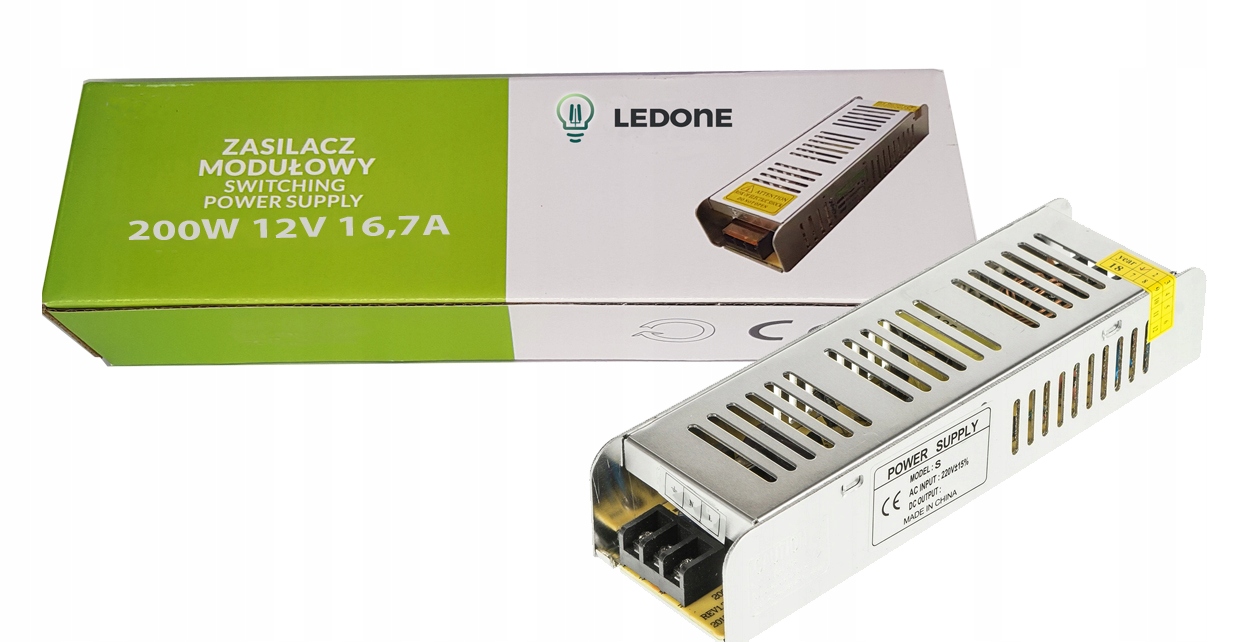MONTÁŽNY ZDROJ 12V 200W SLIM pre LED CCTV pásku